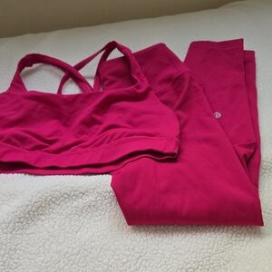 lululemon athletica Pink Leggings And Sport Bra for Active Wear